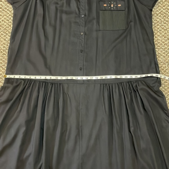 Vintage Chez California by Tandy Flowy Collared Drop Waist Midi Dress - Black - Picture 13 of 16